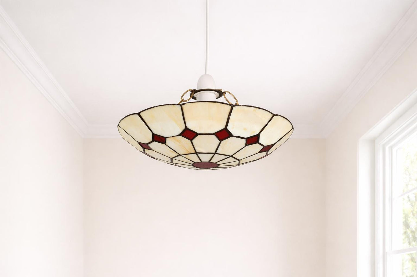 Tiffany Ceiling light shade - stained glass - uplighting - white