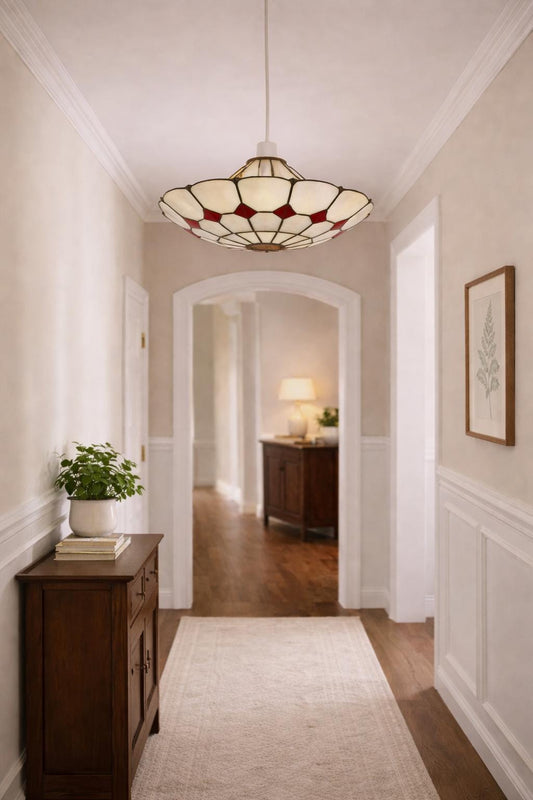 Tiffany Ceiling light shade - stained glass - uplighting - white