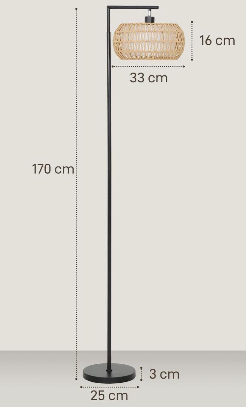 Boho Floor lamp - Adjustable rattan lamp shade - remote control option