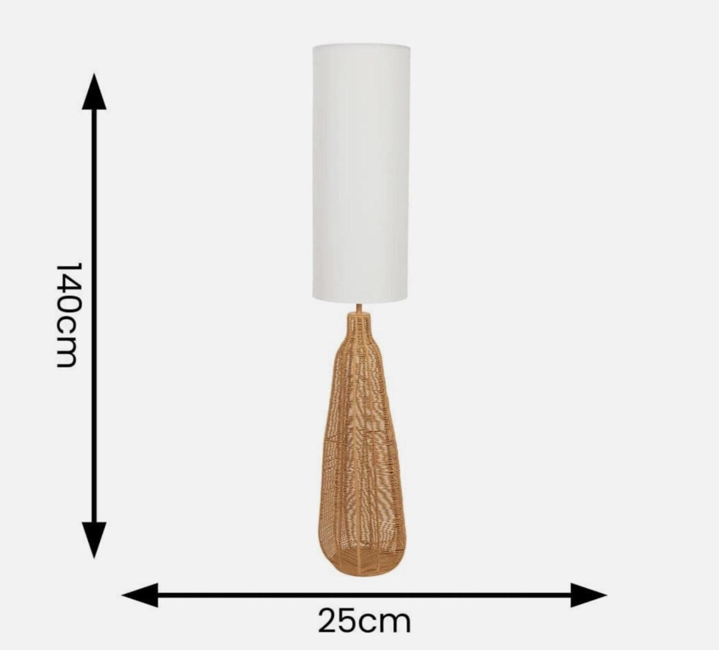 Rattan wicker Floor lamp - Urban decor - linen drum lampshade