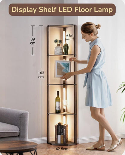 Solid Wooden shelving with built in lamp