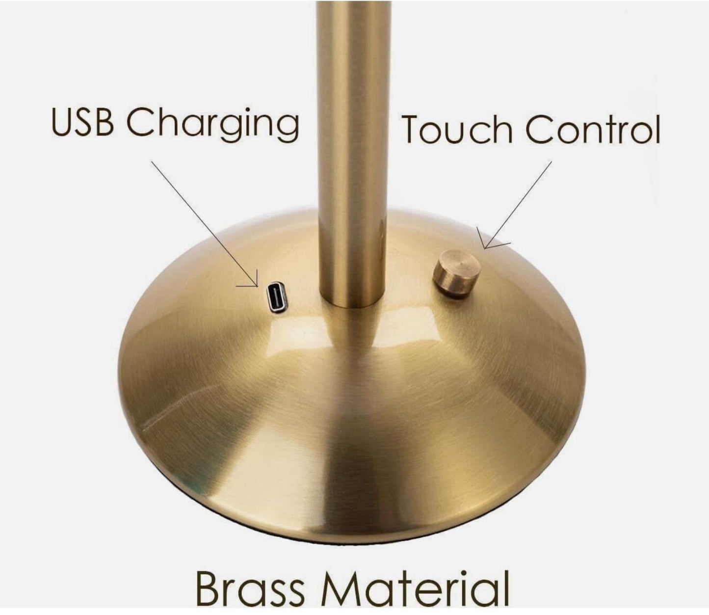 Rechargeable Brass Table Lamp – Modern Ribbed Acrylic Accent Light