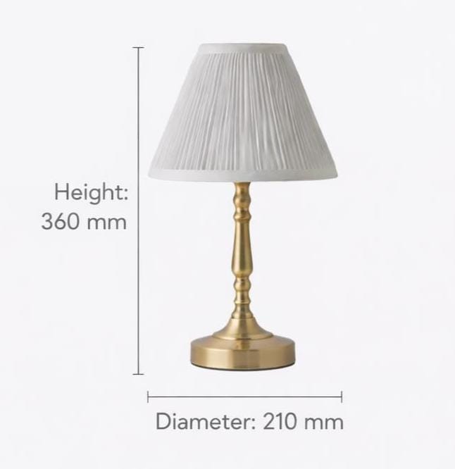 Brass Touch Table Lamp with Pleated Shade – Traditional Farmhouse Bedside Lamp