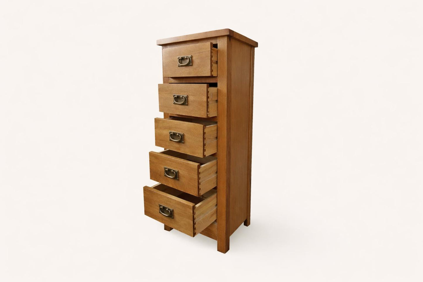 Solid Oak 5 drawer Tallboy - Chest of drawers - Rustic / farmhouse
