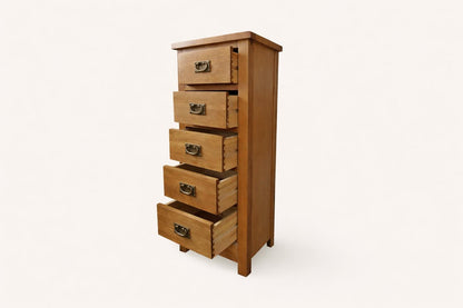 Solid Oak 5 drawer Tallboy - Chest of drawers - Rustic / farmhouse