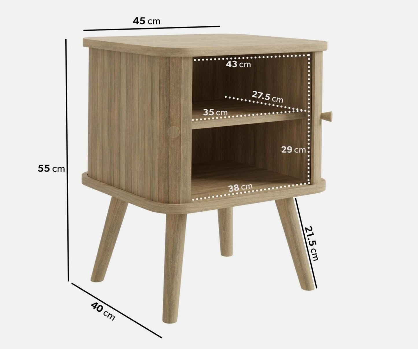 Oak Bedside table - Mid century modern oak sidetable