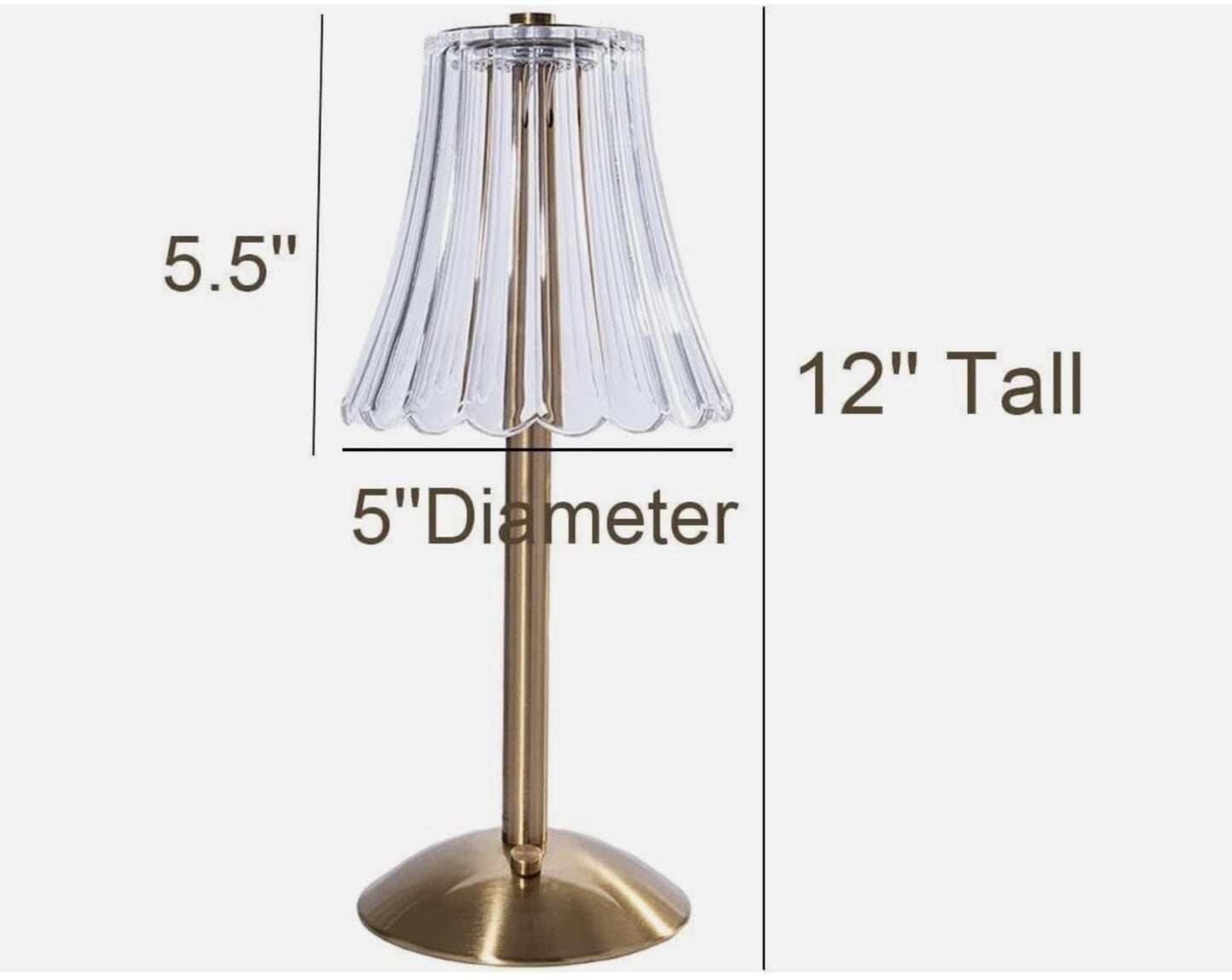 Rechargeable Brass Table Lamp – Modern Ribbed Acrylic Accent Light