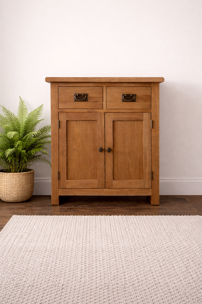 Solid Oak Cabinet - Rustic Hand Finished, Fully Assembled