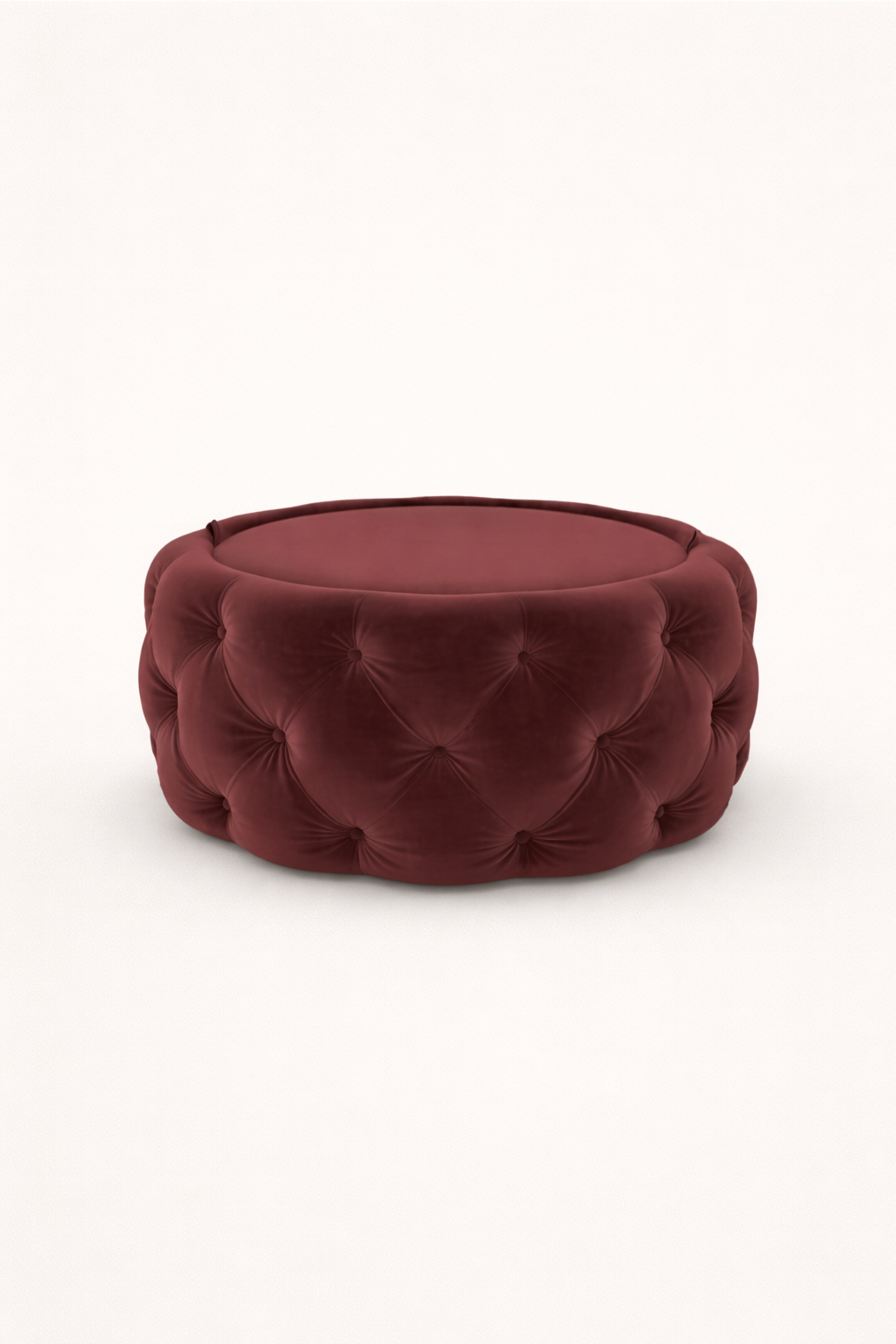 Red Velvet Ottoman with Storage | Round Coffee Table Pouf