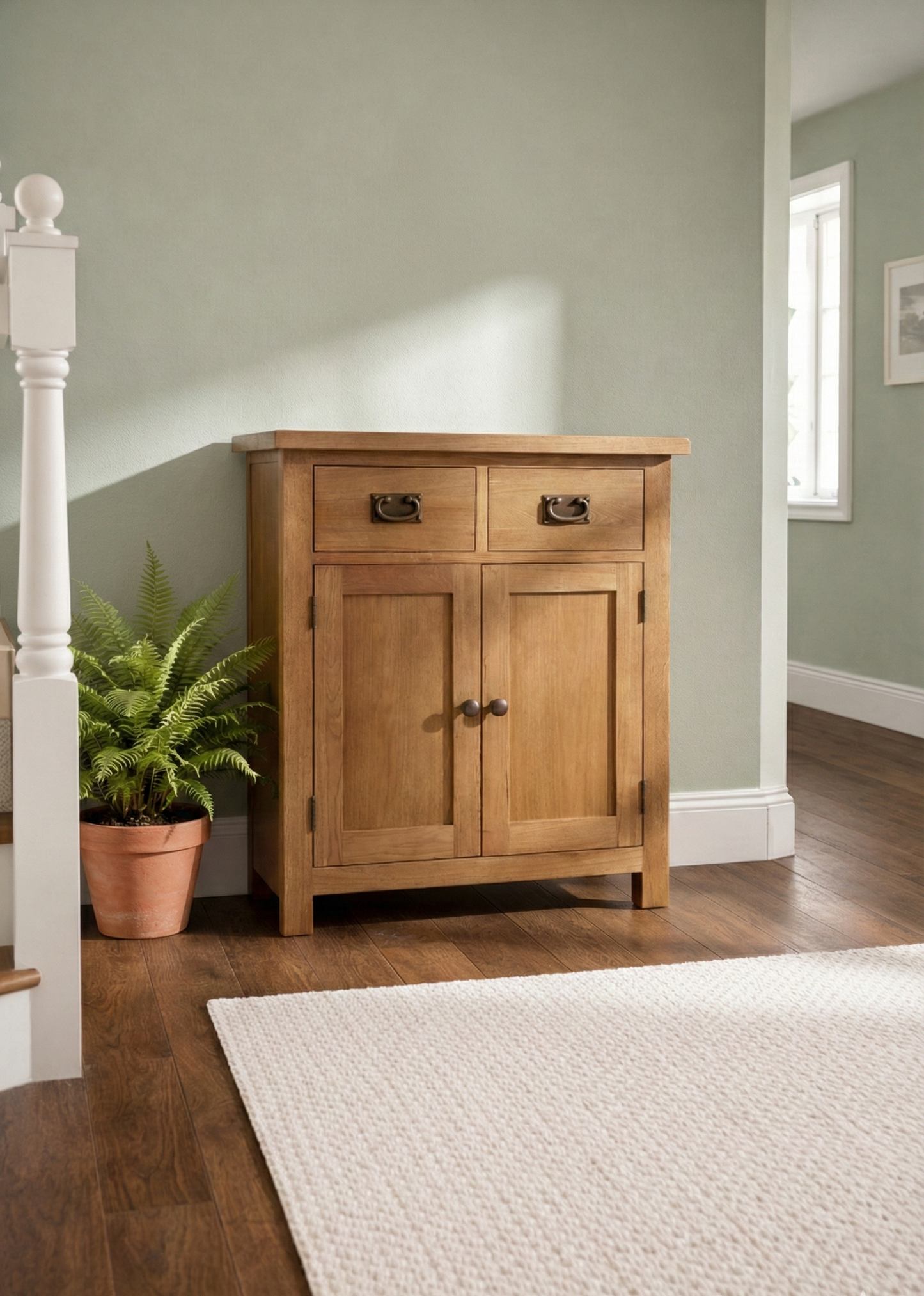 Rustic Oak Sideboard Cabinet | 2 Drawer 2 Door Storage Unit