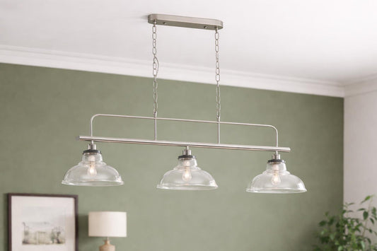 Vintage Glass 3 shade Chandelier Pendant - Ceiling Pendant Lamp Antique