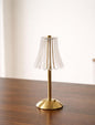 Rechargeable Brass Table Lamp – Modern Ribbed Acrylic Accent Light