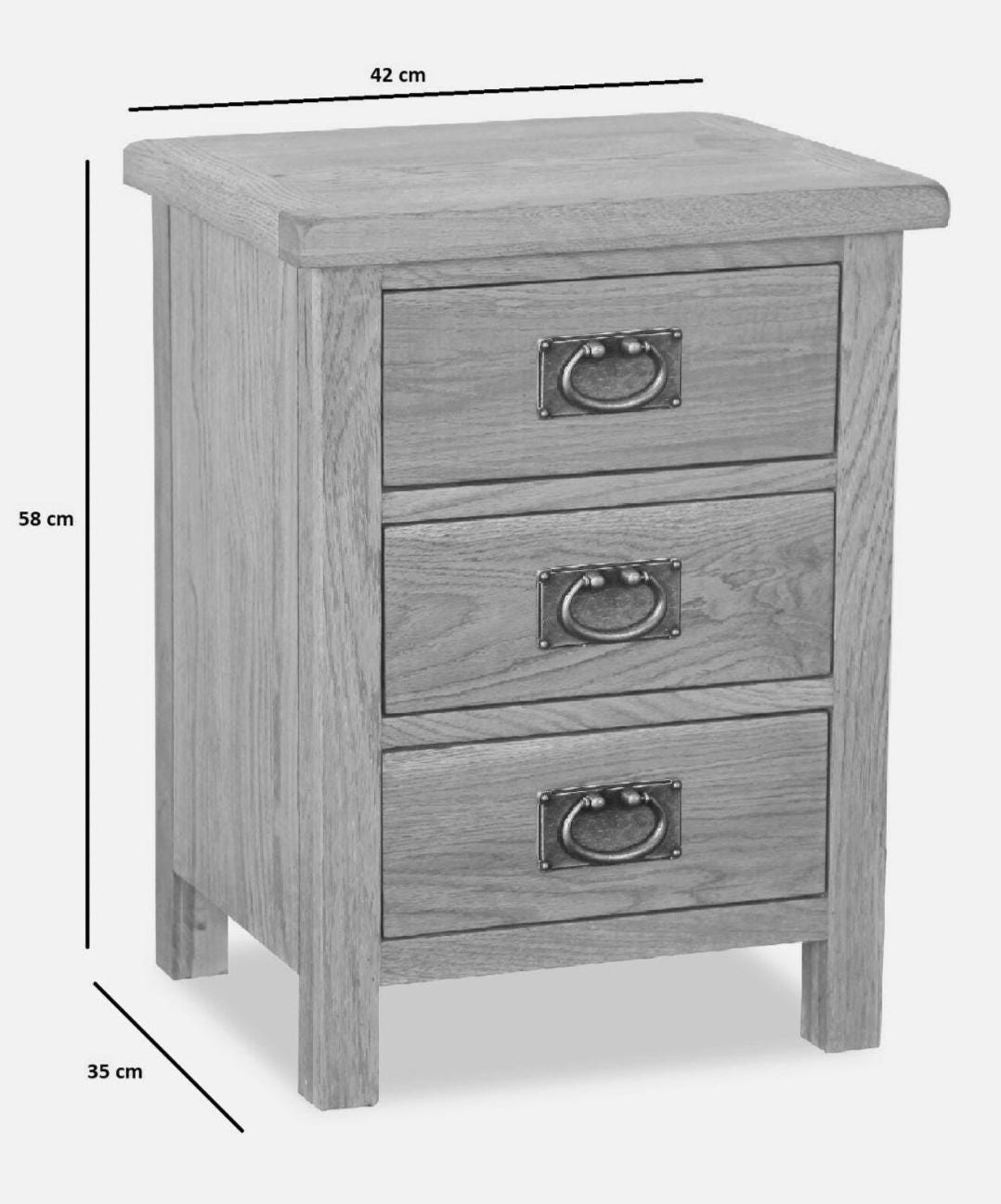 Oak Bedside Table - Rustic / farmhouse look - Fully assembled