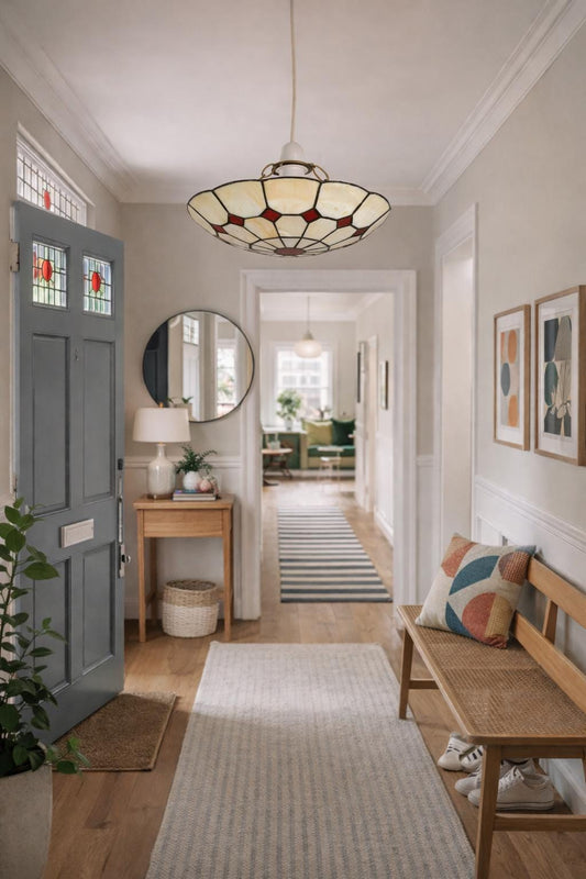 Tiffany Ceiling light shade - stained glass - uplighting - white