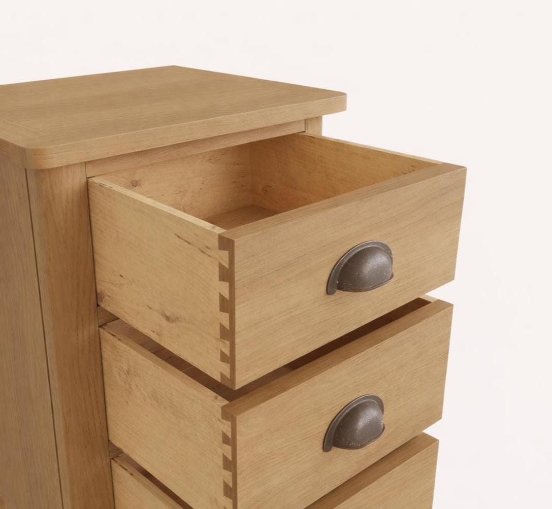 Rustic Solid Oak Bedside table - Antique Brass cup handles