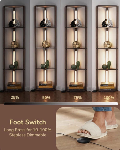 Solid Wooden shelving with built in lamp