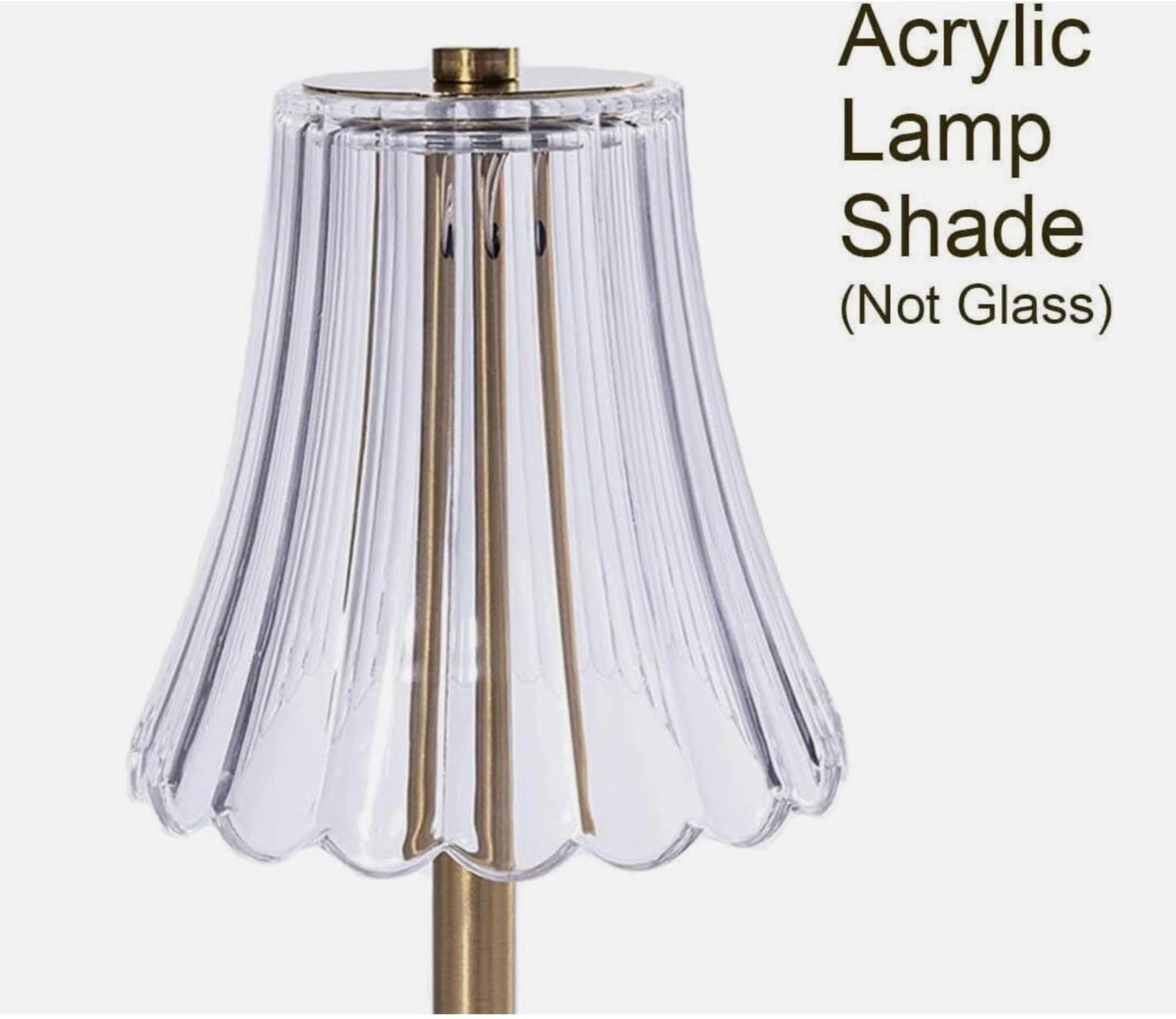 Rechargeable Brass Table Lamp – Modern Ribbed Acrylic Accent Light
