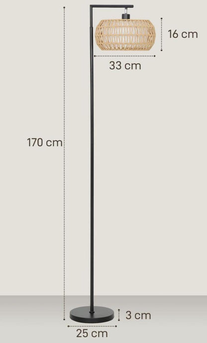 Boho Floor lamp - Adjustable rattan lamp shade - remote control option