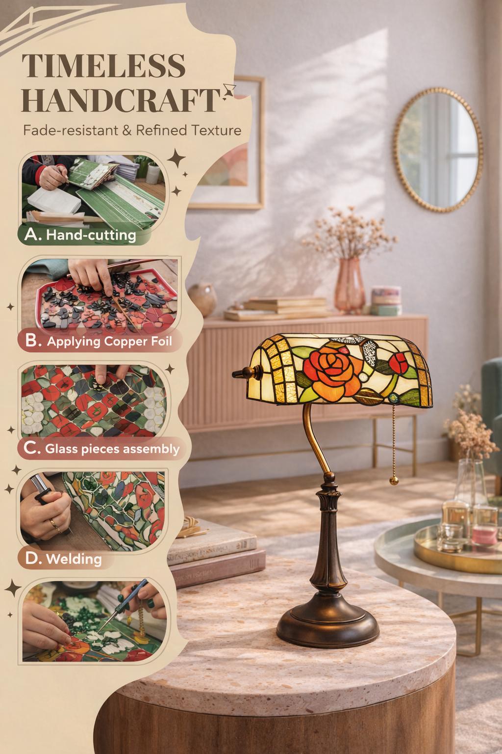 Tiffany lamp - banker lamp - nightlight