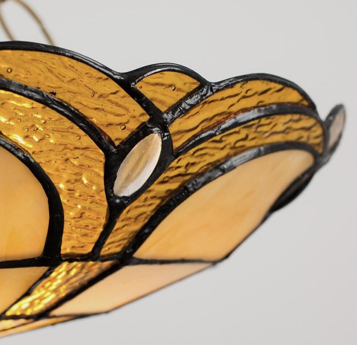 Tiffany Ceiling light shade - stained glass - uplighting - amber